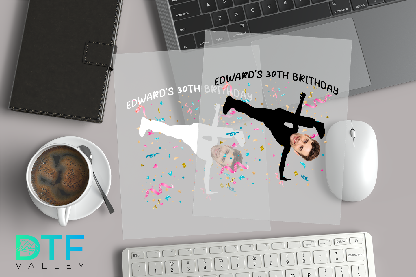 Custom Breakdance Pose Birthday DTF Heat Transfers with Name & Face
