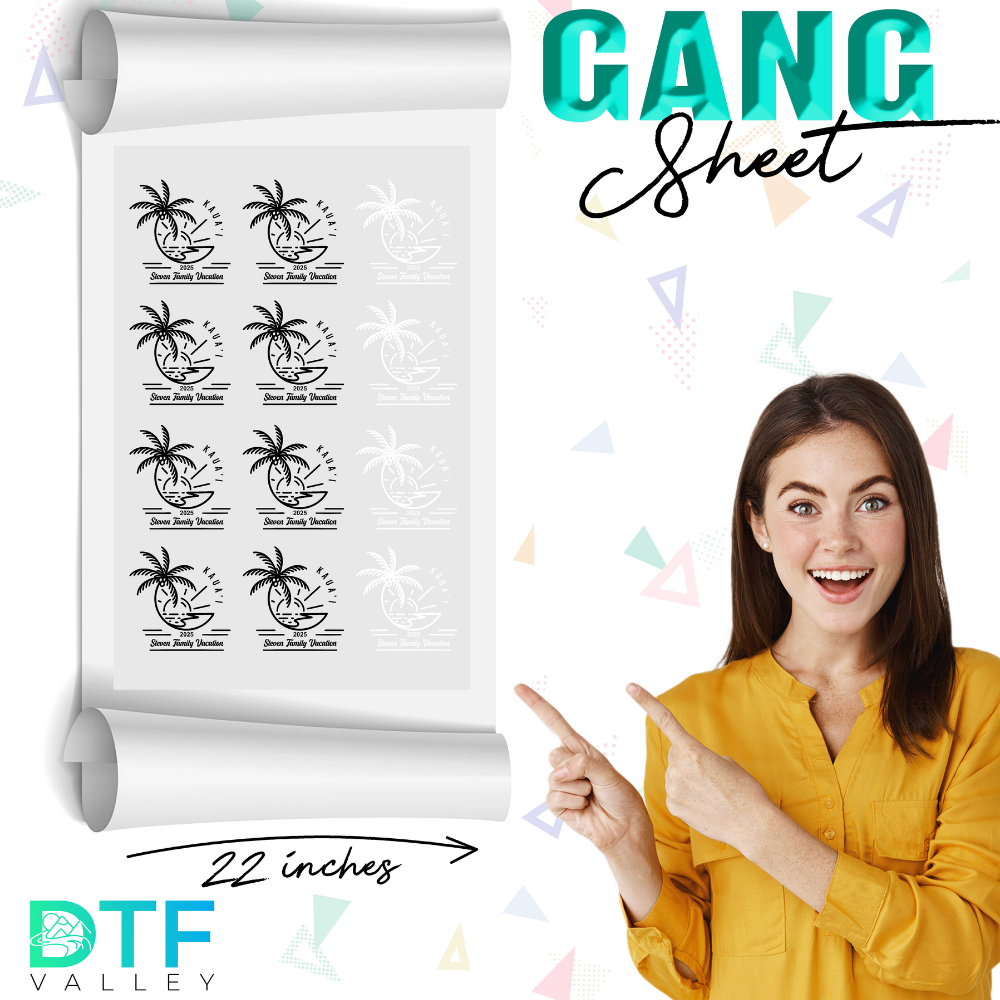 Custom Family Vacation DTF Transfer β Palm Tree Island Design