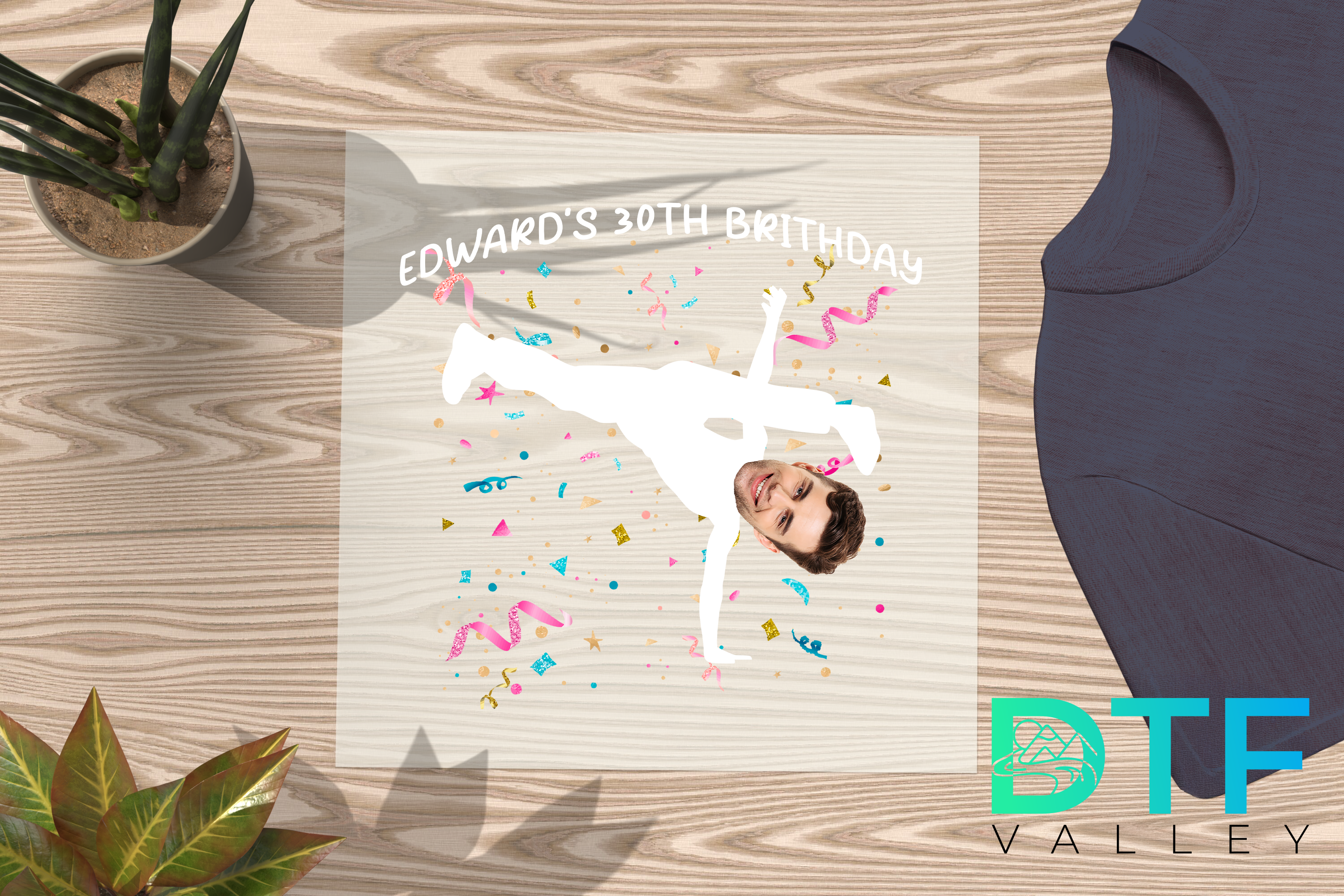 Custom Breakdance Pose Birthday DTF Heat Transfers with Name & Face