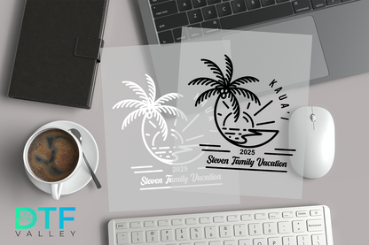 Custom Family Vacation DTF Transfer – Palm Tree Island Design