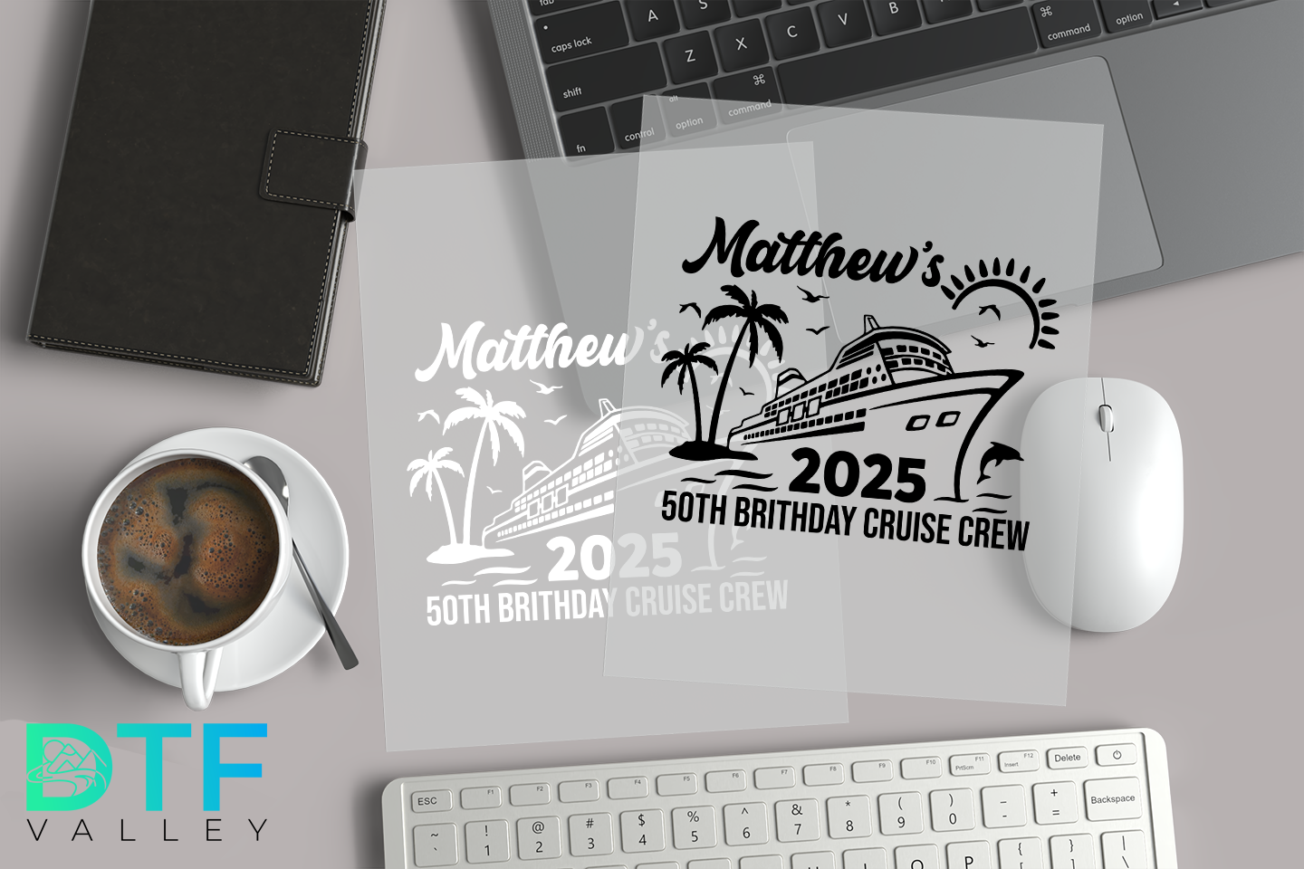 Custom Cruise Birthday Crew DTF Transfer – Personalized Name &amp; Year for 50th Birthday Tranfers