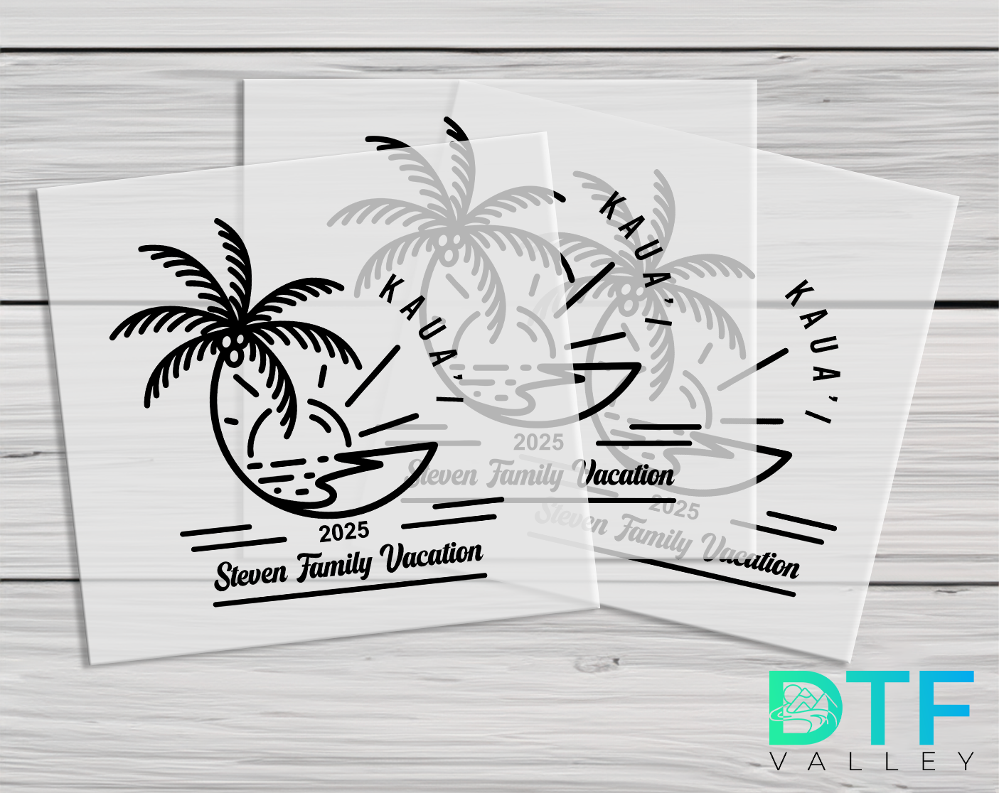 Custom Family Vacation DTF Transfer – Palm Tree Island Design