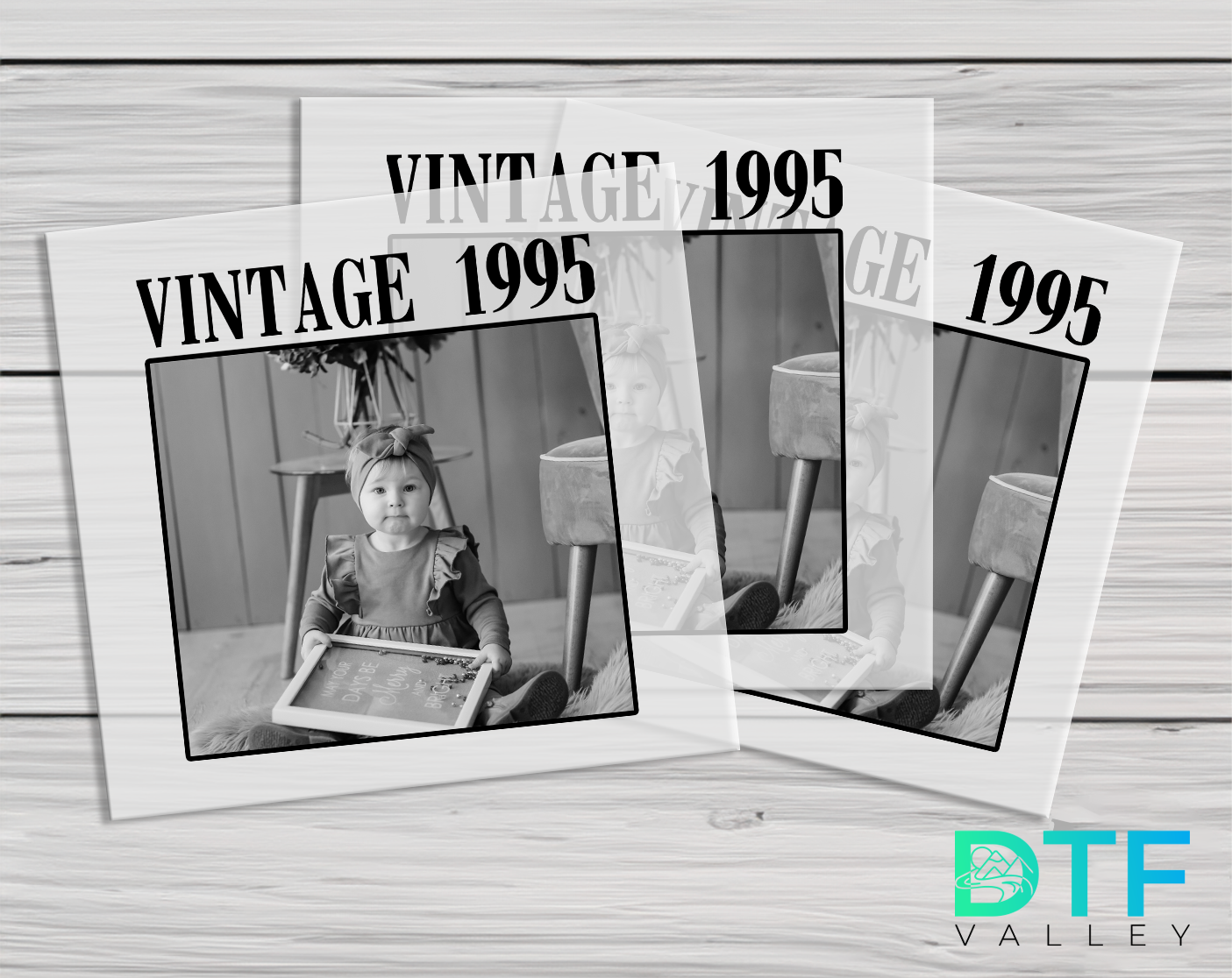 Custom Vintage Photo DTF Transfer – Personalized Year &amp; Image Design