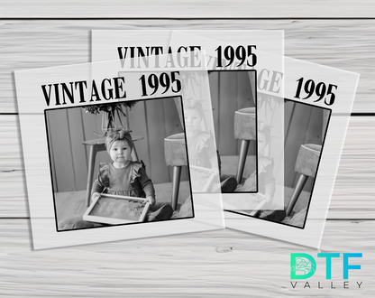 Custom Vintage Photo DTF Transfer – Personalized Year &amp; Image Design