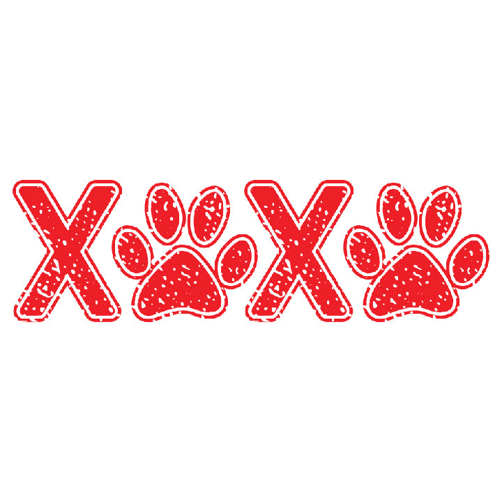 a red dog paw print on a white background