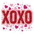 the word xoxo is surrounded by hearts