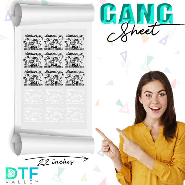 Custom Cruise Birthday Crew DTF Transfer – Personalized Name &amp; Year for 50th Birthday Tranfers