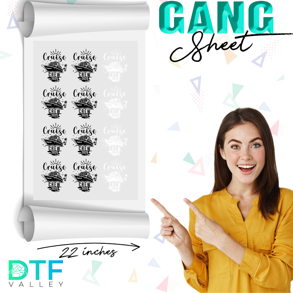 Custom Cruise Crew DTF Transfer – Personalized Ship Vacation Design