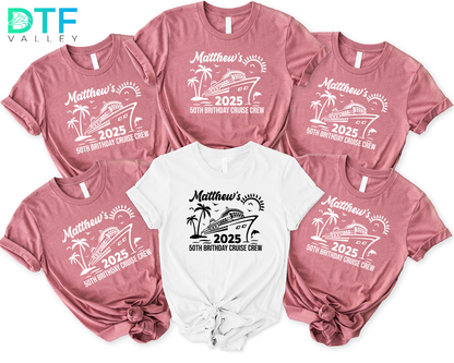 Custom Cruise Birthday Crew DTF Transfer – Personalized Name &amp; Year for 50th Birthday Tranfers