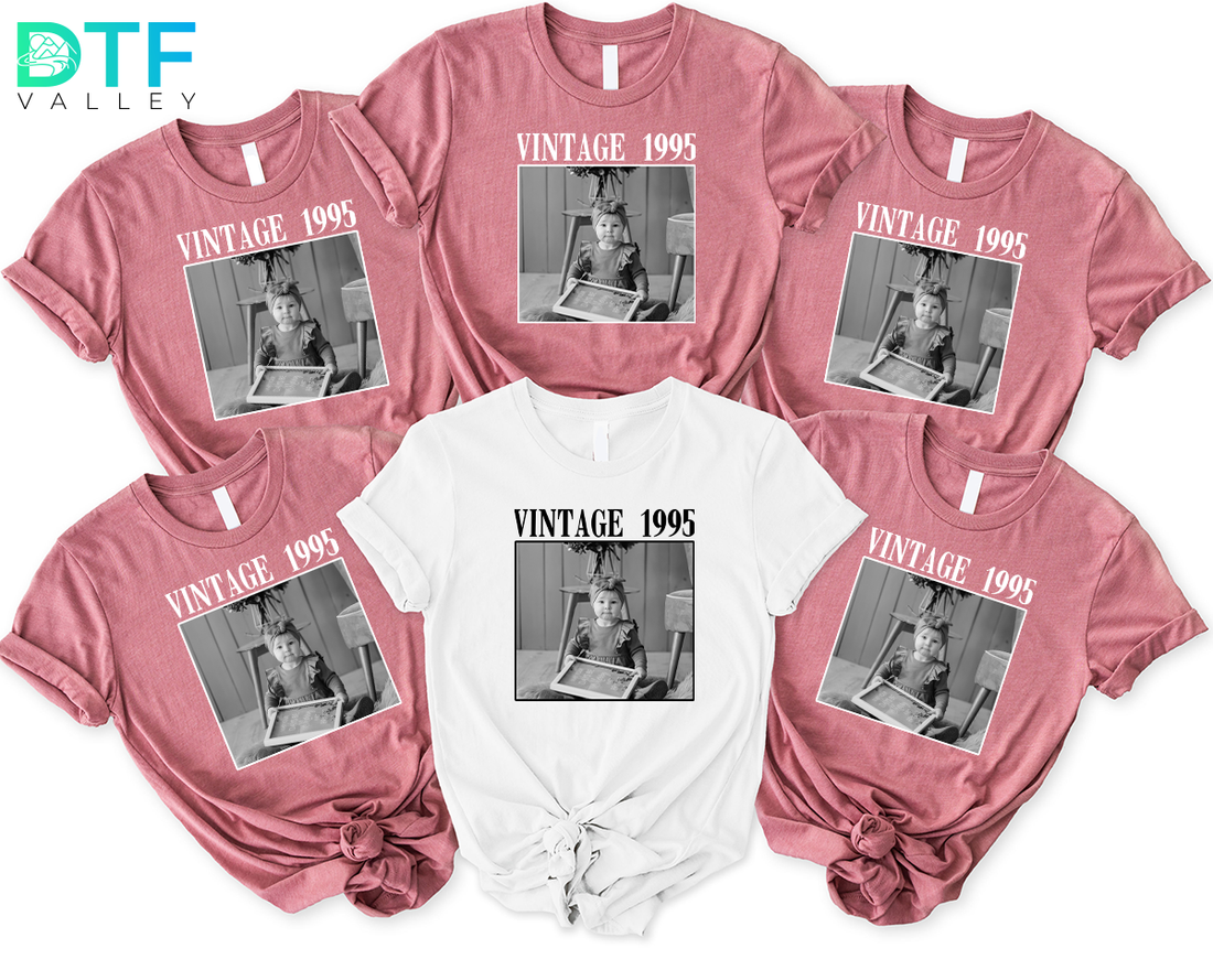 Custom Vintage Photo DTF Transfer – Personalized Year &amp; Image Design