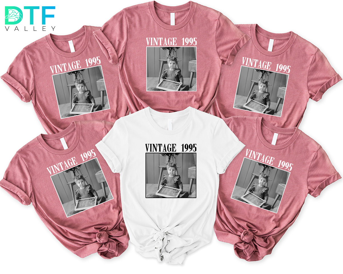 Custom Vintage Photo DTF Transfer – Personalized Year &amp; Image Design