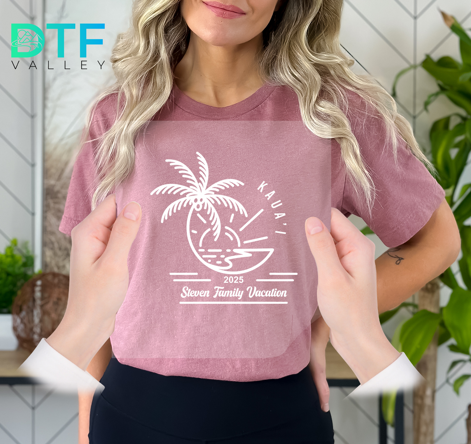 Custom Family Vacation DTF Transfer – Palm Tree Island Design