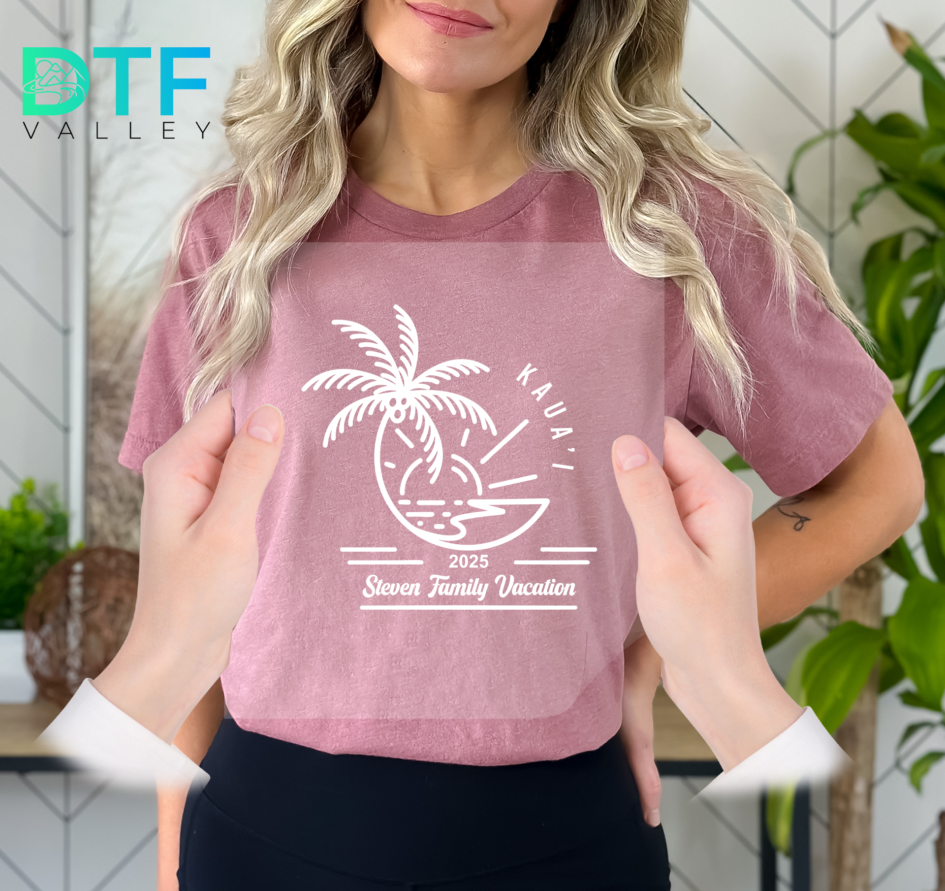 Custom Family Vacation DTF Transfer – Palm Tree Island Design