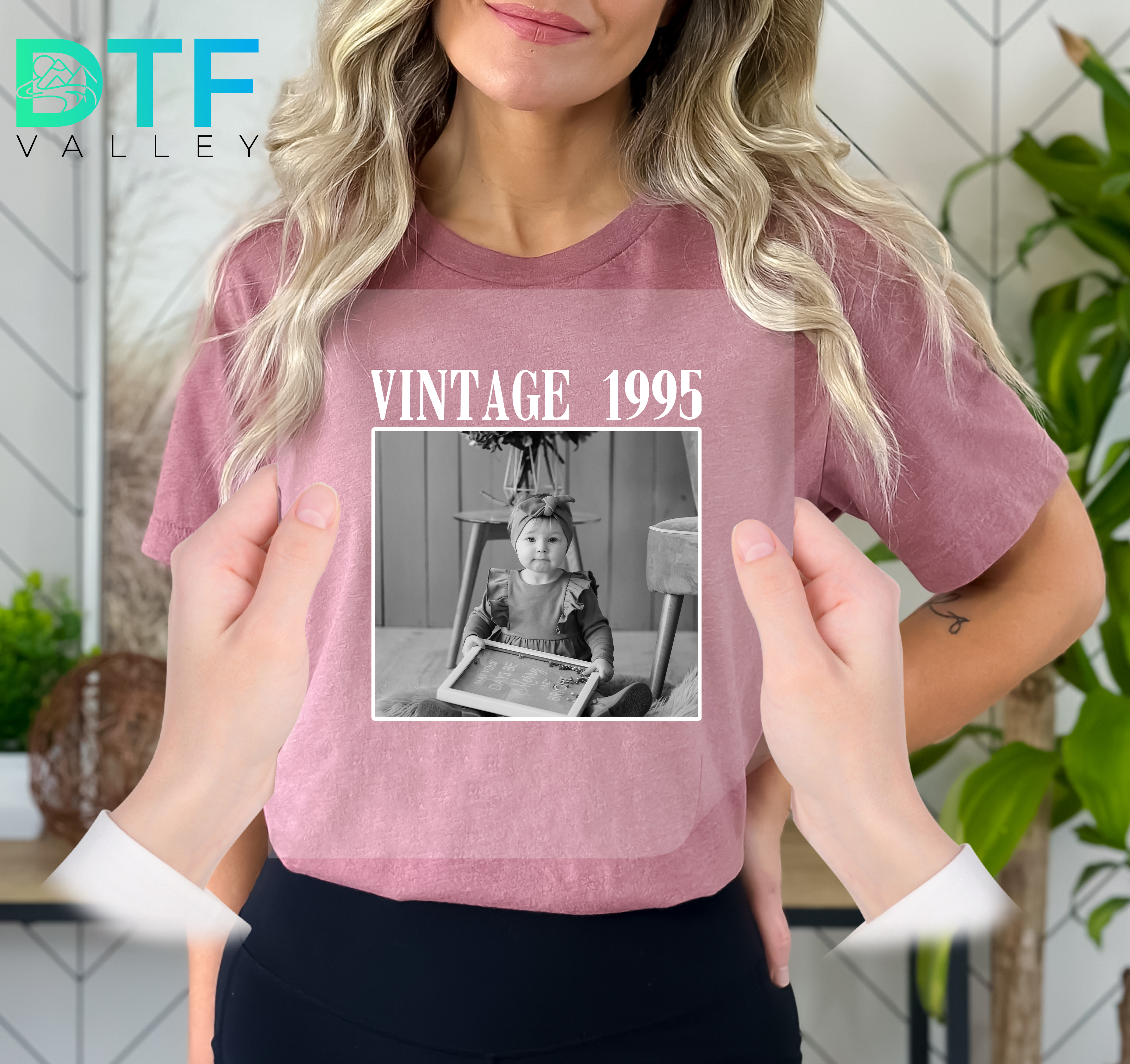 Custom Vintage Photo DTF Transfer – Personalized Year &amp; Image Design