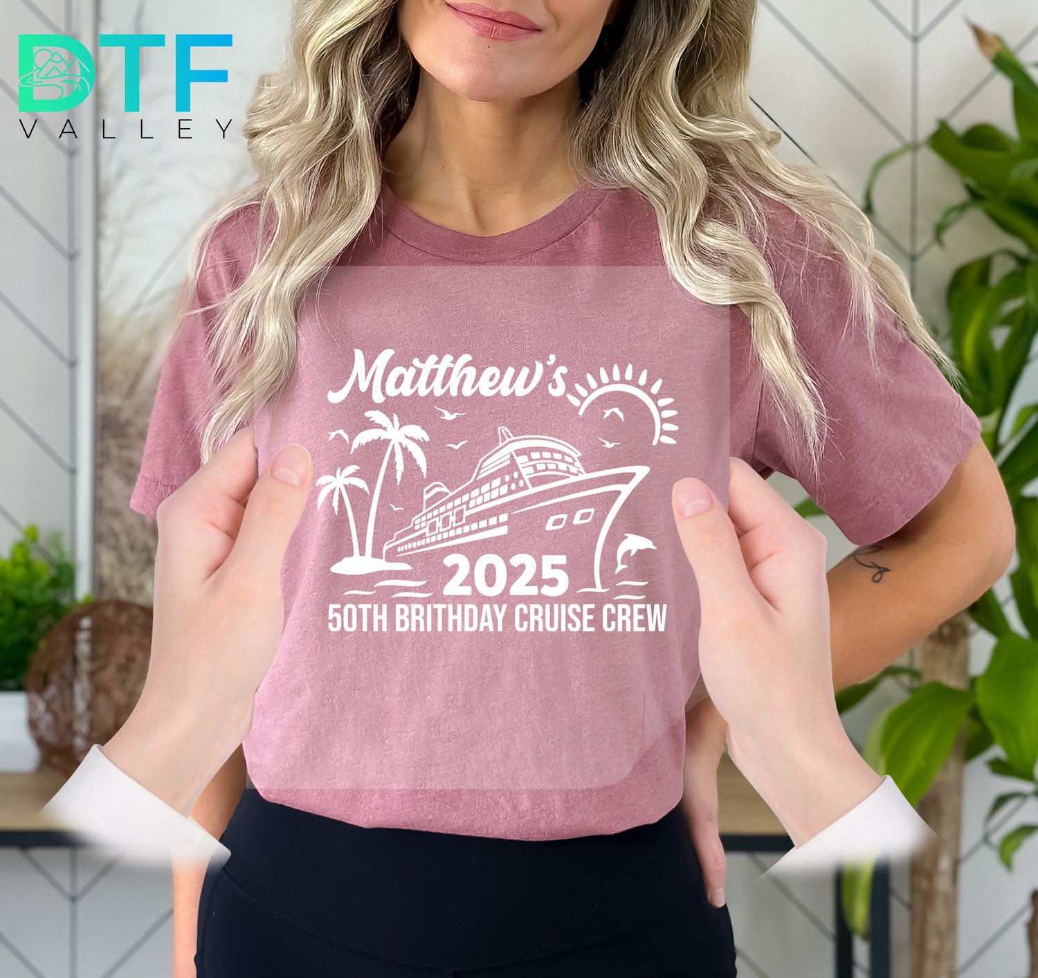 Custom Cruise Birthday Crew DTF Transfer – Personalized Name &amp; Year for 50th Birthday Tranfers