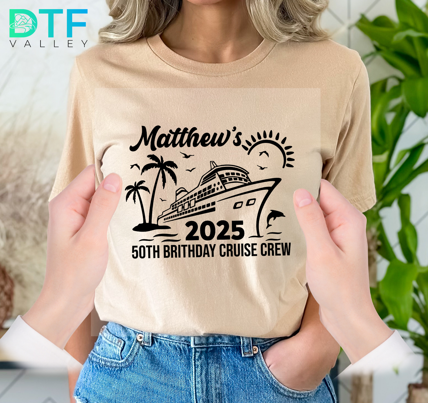 Custom Cruise Birthday Crew DTF Transfer – Personalized Name &amp; Year for 50th Birthday Tranfers
