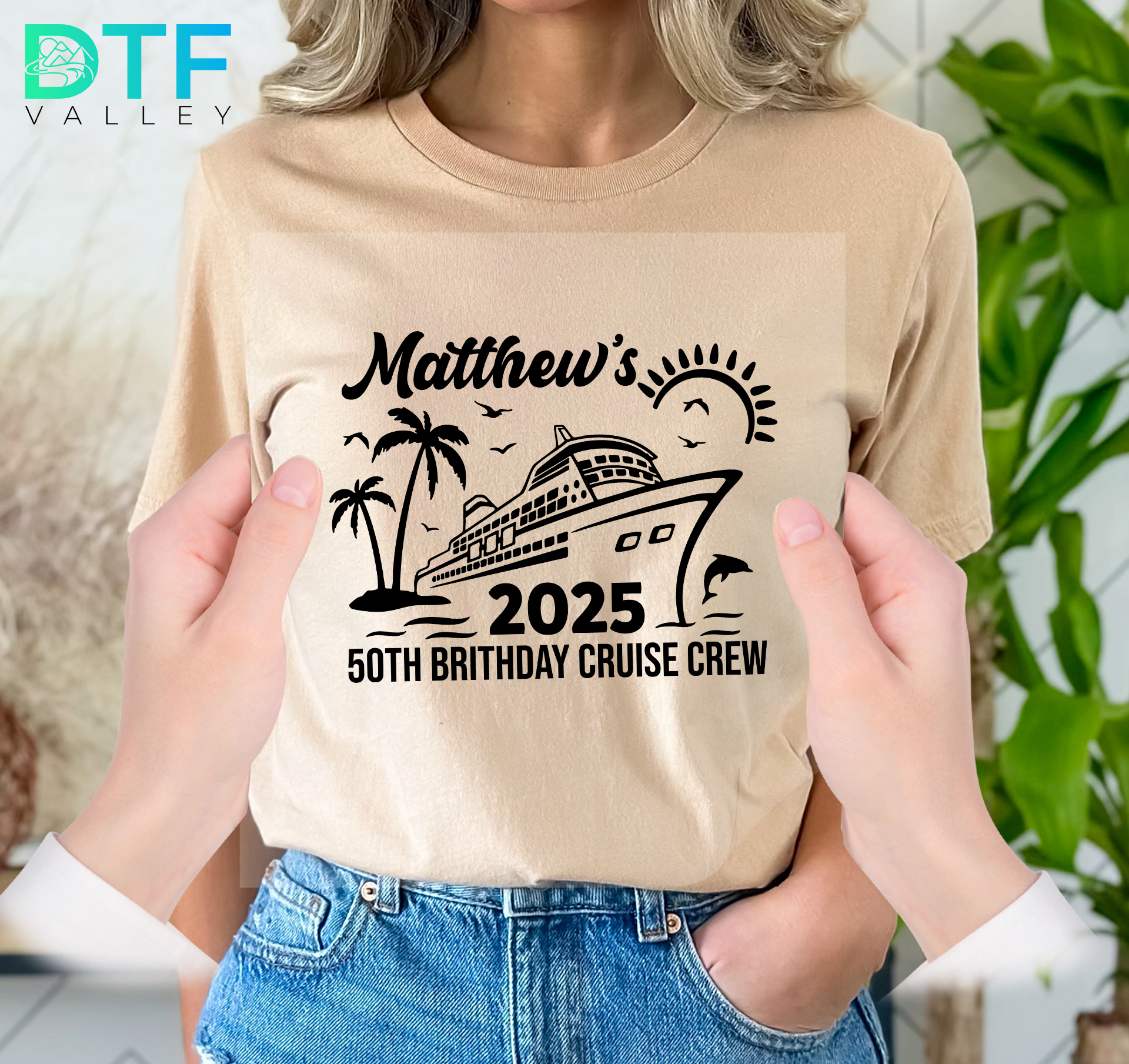 Custom Cruise Birthday Crew DTF Transfer – Personalized Name &amp; Year for 50th Birthday Tranfers