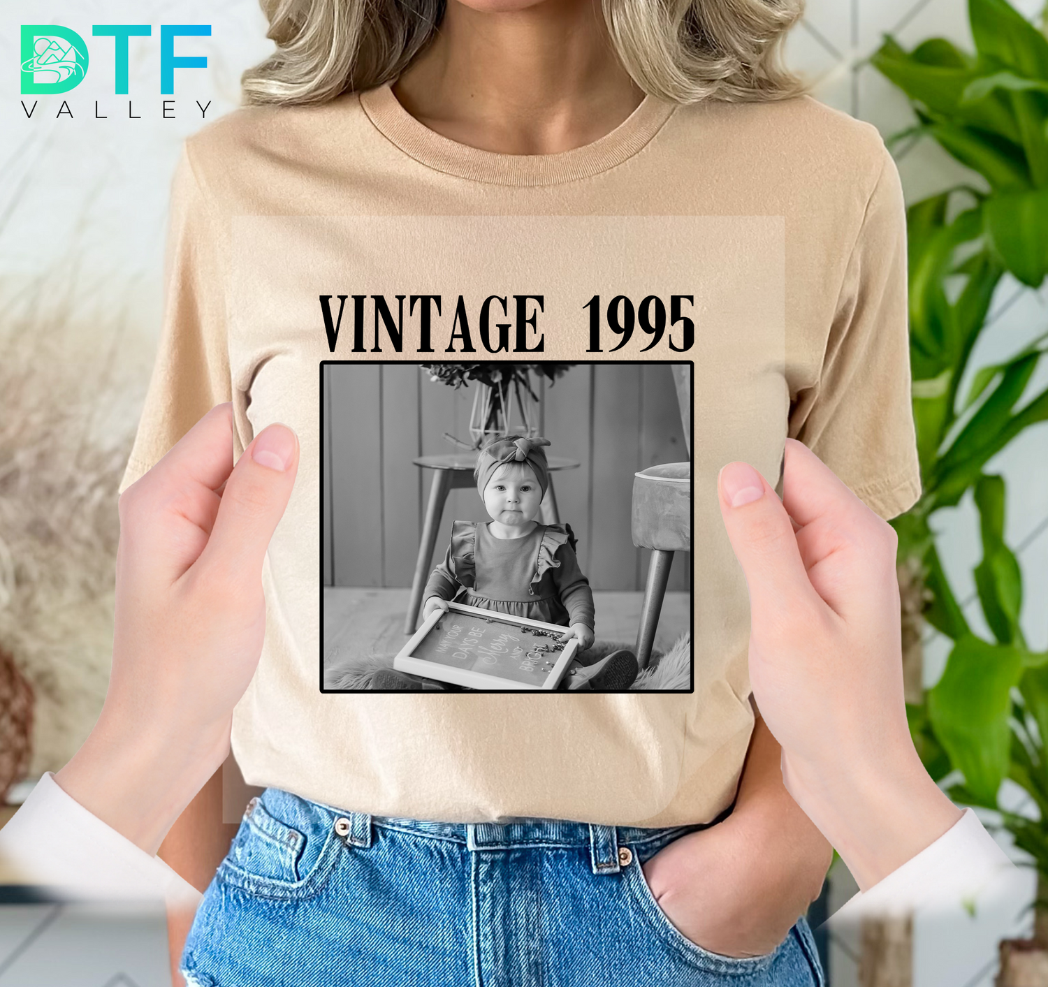 Custom Vintage Photo DTF Transfer – Personalized Year &amp; Image Design