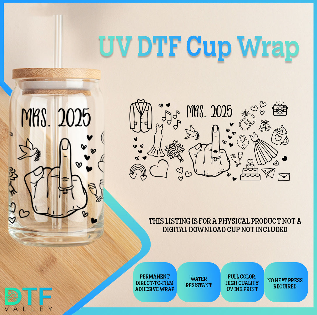 Wedding Jar, Mrs. 2025 - UV DTF Cup Wrap