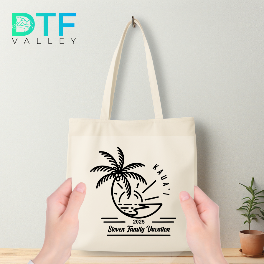Custom Family Vacation DTF Transfer – Palm Tree Island Design