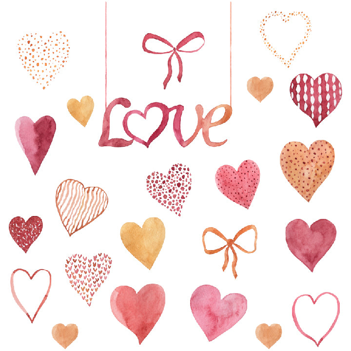a bunch of hearts with the word love written on them