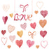 a bunch of hearts with the word love written on them