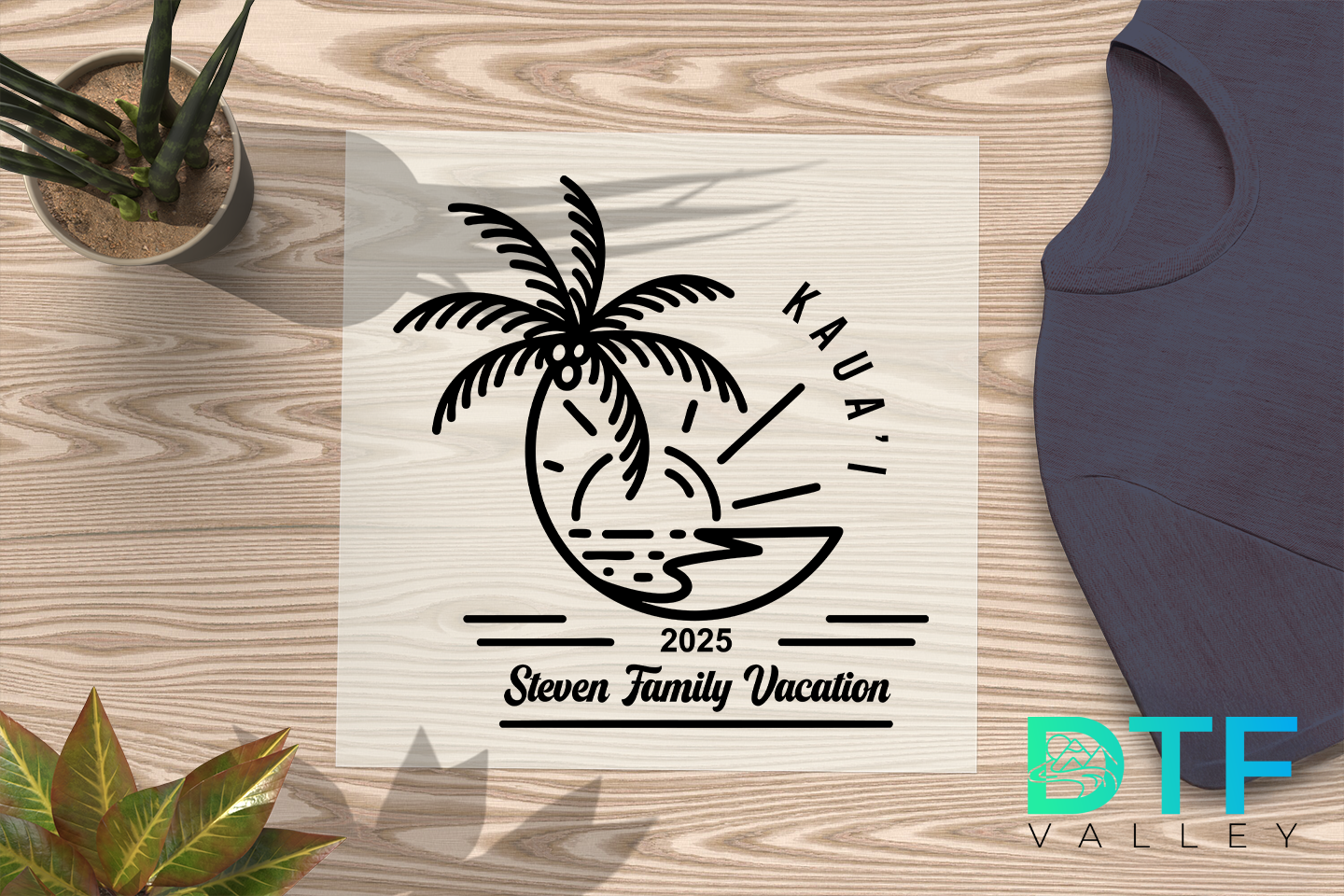 Custom Family Vacation DTF Transfer – Palm Tree Island Design