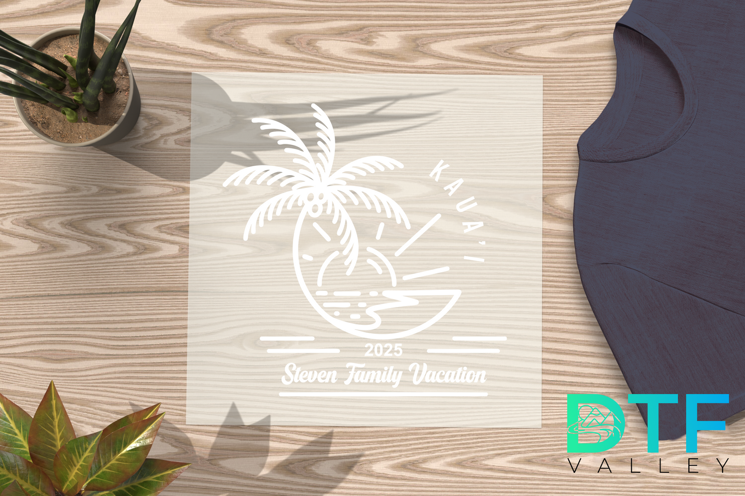 Custom Family Vacation DTF Transfer – Palm Tree Island Design