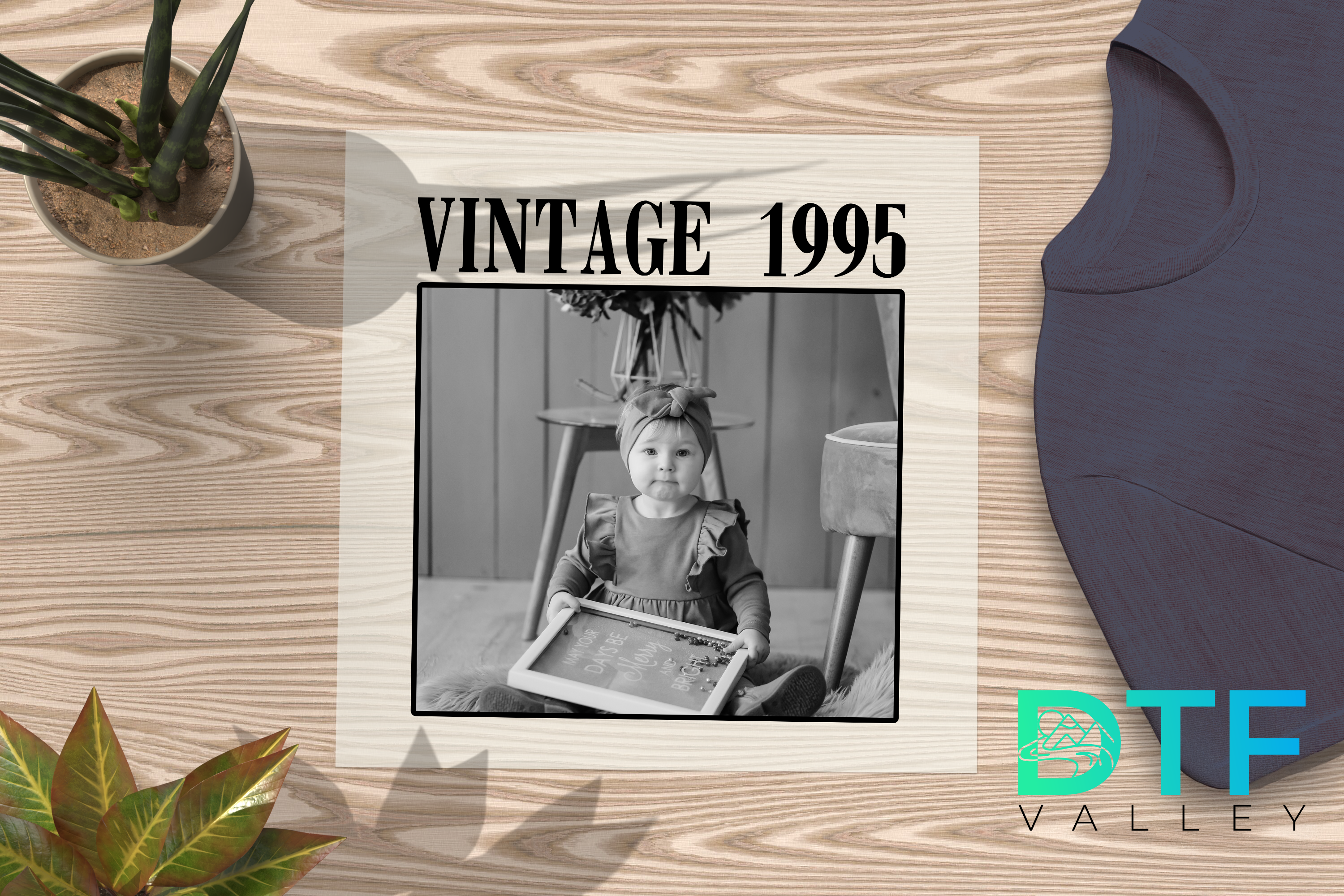 Custom Vintage Photo DTF Transfer – Personalized Year &amp; Image Design